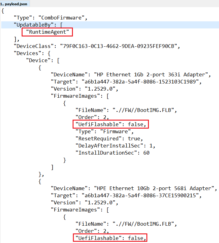 Figure 10: Embedded metadata of an HPE partner firmware