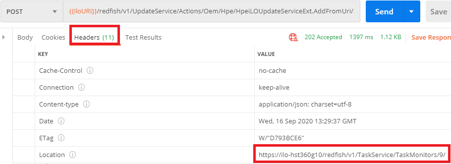 Figure 24: Task monitor response's header