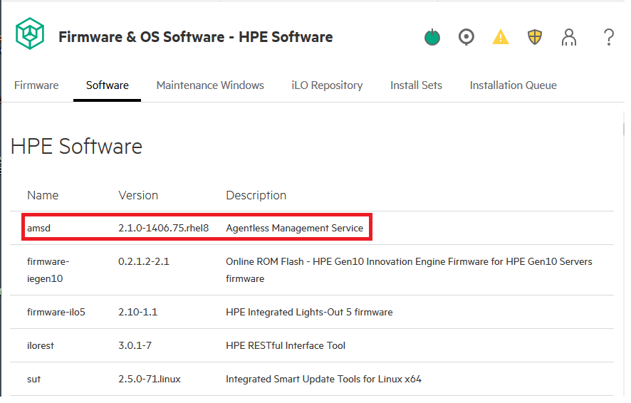 Figure 2: iLO 5 GUI SoftwareInventory