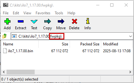 Figure 2b: .FWPKG Smart Component without metadata