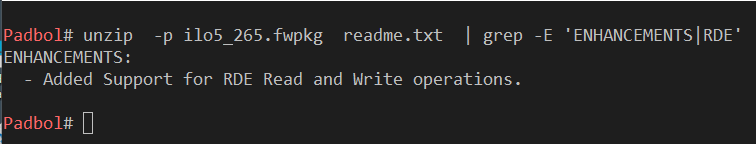 Figure 3: RDE support in iLO 5 firmware version 2.65