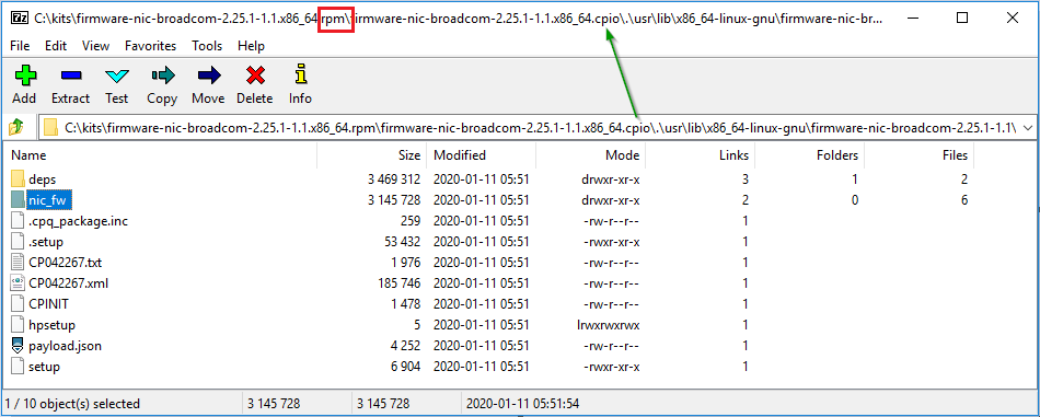Figure 3: .RPM Smart Component with embedded metadata
