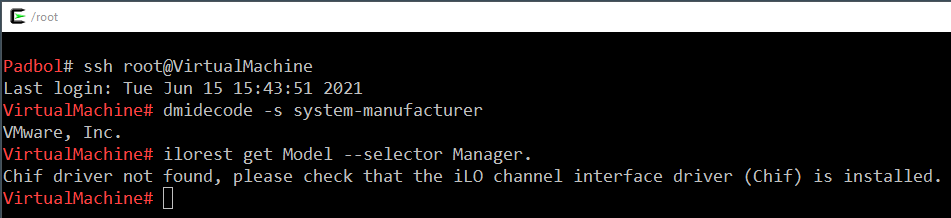 Figure 3: Unsuccessful in-band GET from Virtual Machine