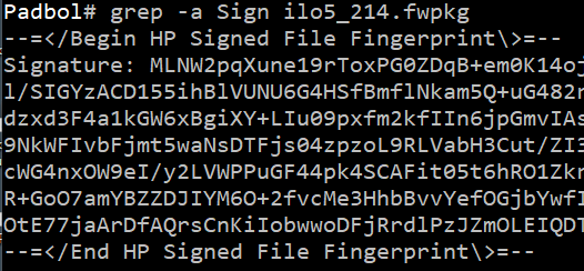Figure 4: Partial signature of a .fwpkg component