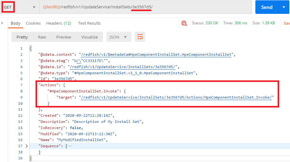 Figure 42: Install set invocation