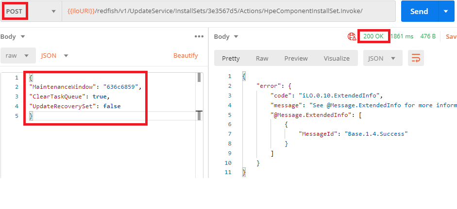 Figure 43: Body for an install set invocation