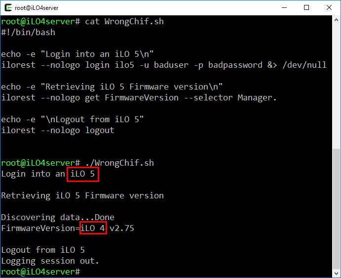 Figure 6: iLOrest accessing wrong iLO