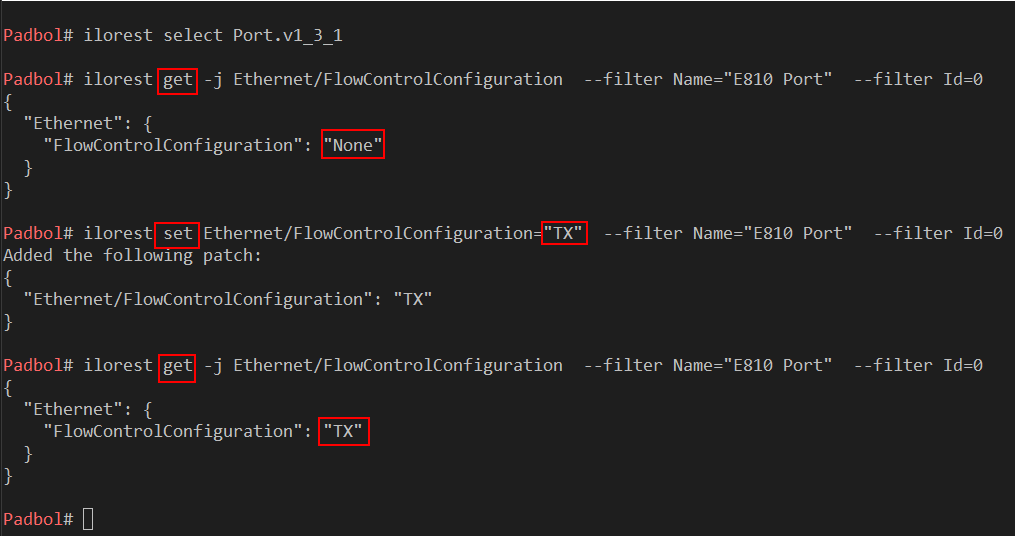Figure 7: Set port property in RDE network adapter