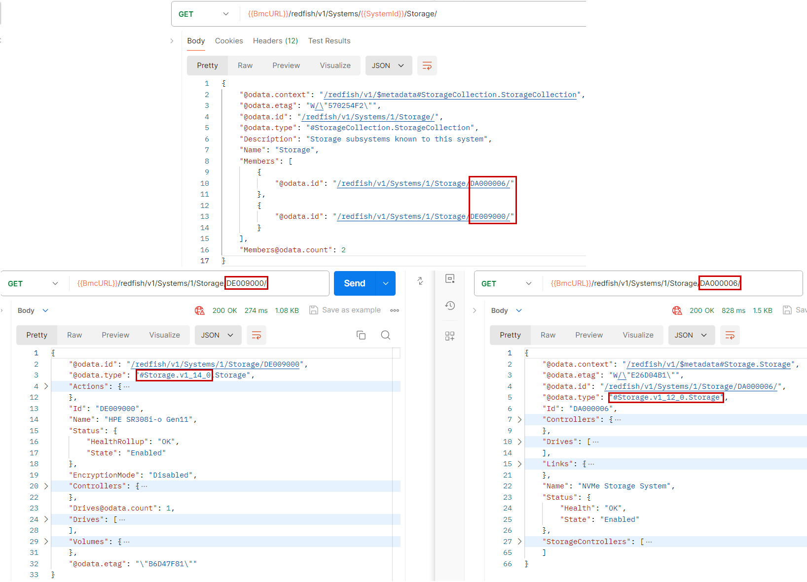 Figure 8: Schema version comparison between DE and DA devices within the same server